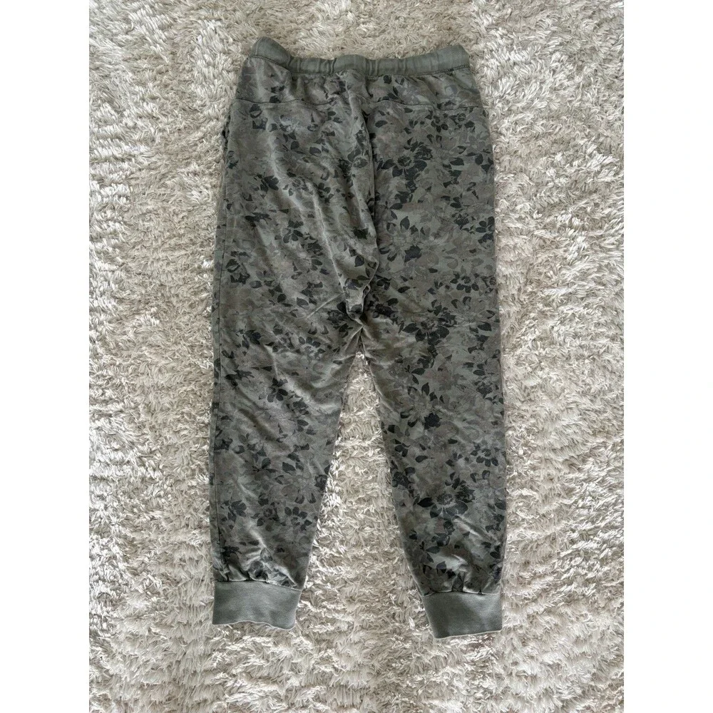Anthropologie Saturday Sunday Jogger Pants Small Green Floral Pockets Pull-On - Picture 5 of 5